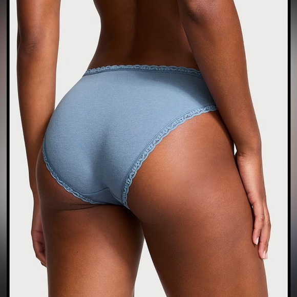 VICTORIA SECRET BLUE ALPINE ANGEL HIGH WAIST LACE TRIM COTTON BIKINI PANTY LARGE - Picture 13 of 13